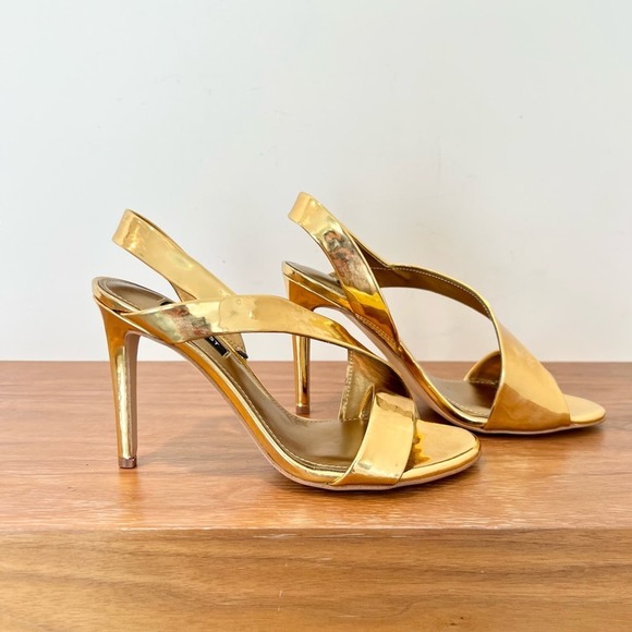 Nine West Golden Itzel dress mirrored heel sandals size 8 - Picture 5 of 9